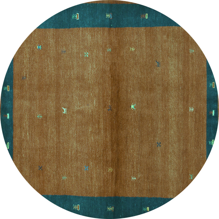 Round Machine Washable Abstract Turquoise Contemporary Area Rugs, wshcon1548turq