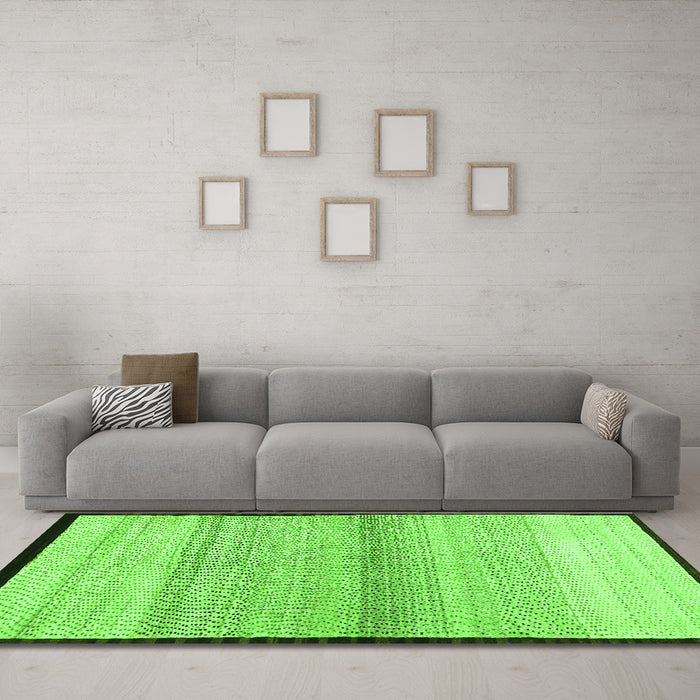 Machine Washable Solid Green Modern Area Rugs in a Living Room,, wshcon1549grn