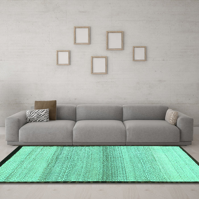 Machine Washable Solid Turquoise Modern Area Rugs in a Living Room,, wshcon1549turq