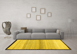 Machine Washable Solid Yellow Modern Rug in a Living Room, wshcon1549yw