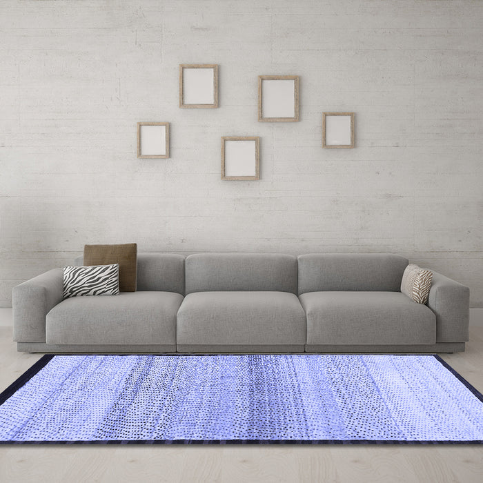 Machine Washable Solid Blue Modern Rug in a Living Room, wshcon1549blu