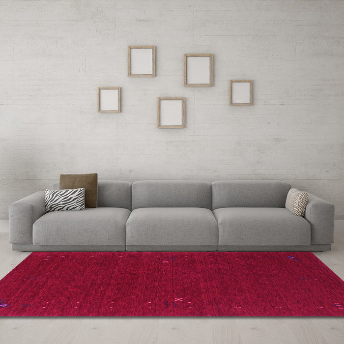 Machine Washable Abstract Pink Contemporary Rug in a Living Room, wshcon154pnk