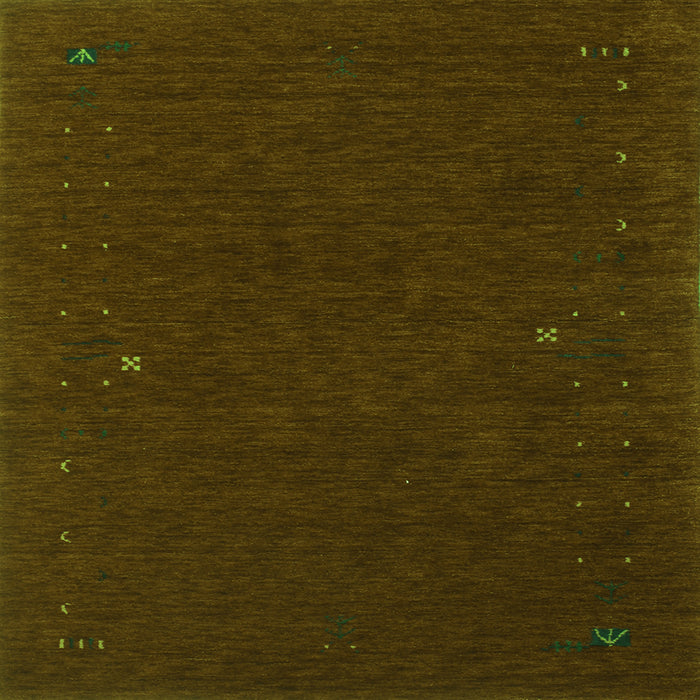 Round Machine Washable Abstract Green Contemporary Area Rugs, wshcon154grn