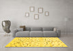 Machine Washable Solid Yellow Modern Rug in a Living Room, wshcon1550yw