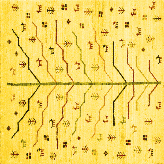 Square Machine Washable Solid Yellow Modern Rug, wshcon1550yw