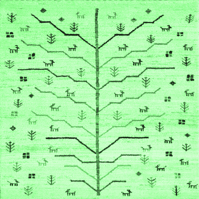 Square Machine Washable Solid Emerald Green Modern Area Rugs, wshcon1550emgrn