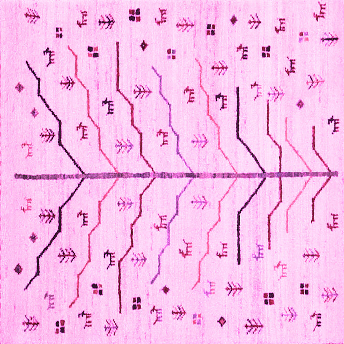 Square Machine Washable Solid Pink Modern Rug, wshcon1550pnk