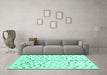 Machine Washable Solid Turquoise Modern Area Rugs in a Living Room,, wshcon1550turq