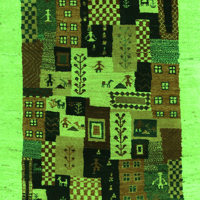 Serging Thickness of Machine Washable Abstract Green Contemporary Area Rugs, wshcon1551grn