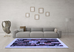 Machine Washable Abstract Blue Contemporary Rug in a Living Room, wshcon1551blu