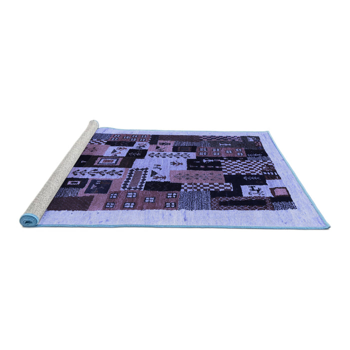 Sideview of Machine Washable Abstract Blue Contemporary Rug, wshcon1551blu