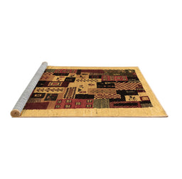 Sideview of Machine Washable Abstract Brown Contemporary Rug, wshcon1551brn