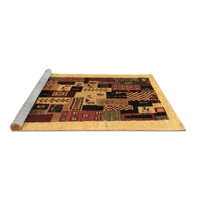 Sideview of Machine Washable Abstract Brown Contemporary Rug, wshcon1551brn