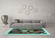 Machine Washable Abstract Light Blue Contemporary Rug in a Living Room, wshcon1551lblu