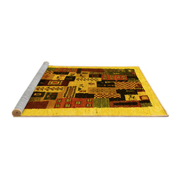 Sideview of Machine Washable Abstract Yellow Contemporary Rug, wshcon1551yw