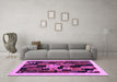 Machine Washable Abstract Purple Contemporary Area Rugs in a Living Room, wshcon1551pur