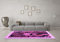 Machine Washable Abstract Purple Contemporary Rug, wshcon1551pur