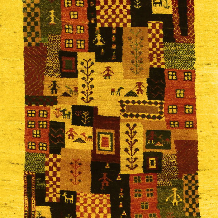 Abstract Yellow Contemporary Rug, con1551yw