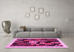 Machine Washable Abstract Pink Contemporary Rug in a Living Room, wshcon1551pnk