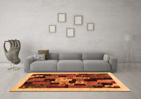 Machine Washable Abstract Orange Contemporary Rug, wshcon1551org