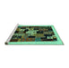 Sideview of Machine Washable Abstract Turquoise Contemporary Area Rugs, wshcon1551turq