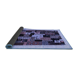 Sideview of Abstract Blue Contemporary Rug, con1551blu