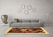 Machine Washable Abstract Brown Contemporary Rug in a Living Room,, wshcon1551brn