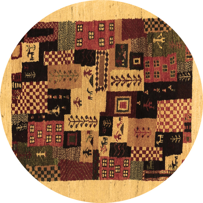 Round Abstract Brown Contemporary Rug, con1551brn