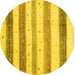 Round Solid Yellow Modern Rug, con1552yw