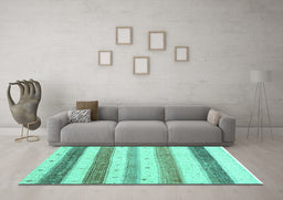 Machine Washable Solid Turquoise Modern Area Rugs in a Living Room,, wshcon1552turq
