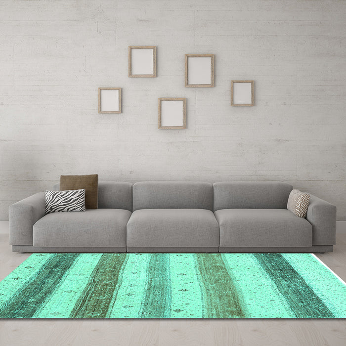 Machine Washable Solid Turquoise Modern Area Rugs in a Living Room,, wshcon1552turq