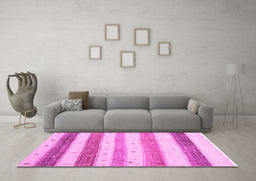 Machine Washable Solid Pink Modern Rug in a Living Room, wshcon1552pnk