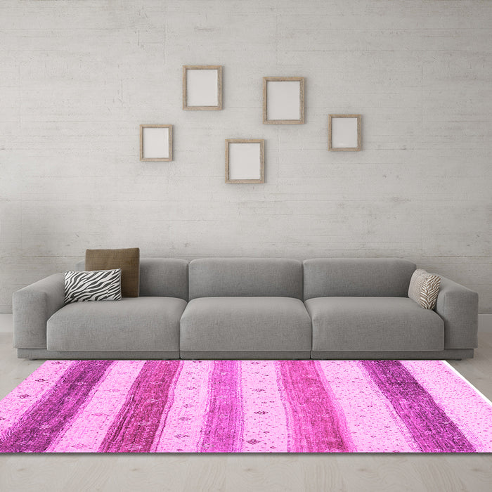 Machine Washable Solid Pink Modern Rug in a Living Room, wshcon1552pnk