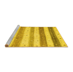 Sideview of Machine Washable Solid Yellow Modern Rug, wshcon1552yw