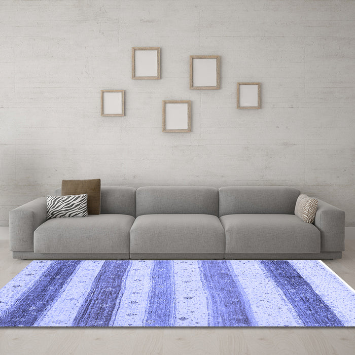 Machine Washable Solid Blue Modern Rug in a Living Room, wshcon1552blu