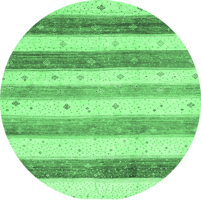 Round Machine Washable Solid Emerald Green Modern Area Rugs, wshcon1552emgrn