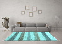 Machine Washable Solid Light Blue Modern Rug, wshcon1552lblu