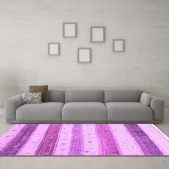 Machine Washable Solid Purple Modern Area Rugs in a Living Room, wshcon1552pur