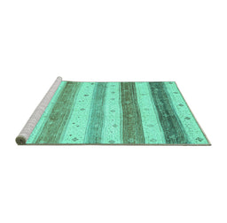 Sideview of Machine Washable Solid Turquoise Modern Area Rugs, wshcon1552turq