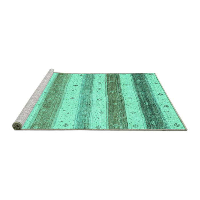 Sideview of Machine Washable Solid Turquoise Modern Area Rugs, wshcon1552turq