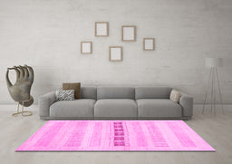 Machine Washable Solid Pink Modern Rug in a Living Room, wshcon1553pnk