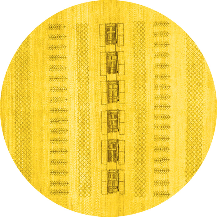Round Solid Yellow Modern Rug, con1553yw