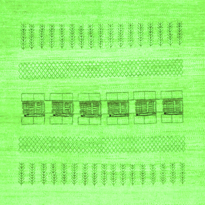 Serging Thickness of Machine Washable Solid Green Modern Area Rugs, wshcon1553grn