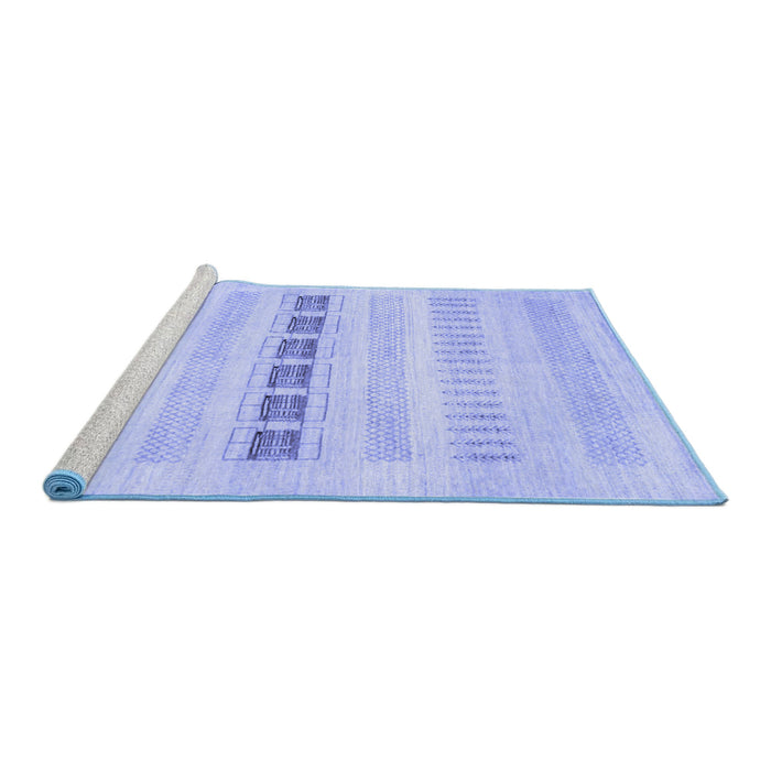 Sideview of Machine Washable Solid Blue Modern Rug, wshcon1553blu