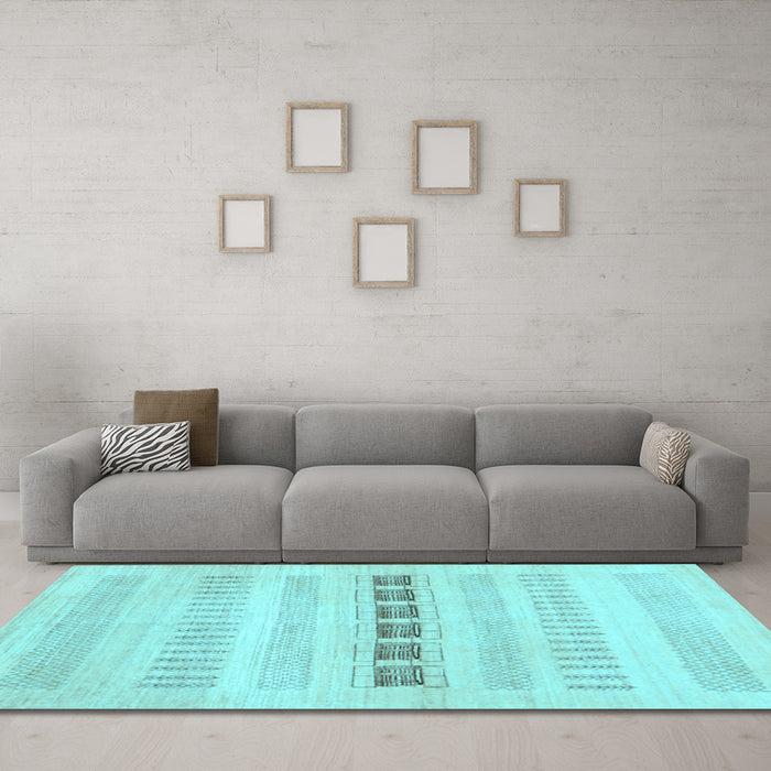 Machine Washable Solid Light Blue Modern Rug in a Living Room, wshcon1553lblu