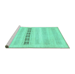 Sideview of Machine Washable Solid Turquoise Modern Area Rugs, wshcon1553turq