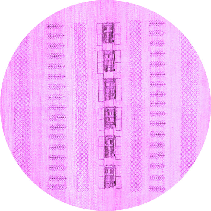 Round Machine Washable Solid Purple Modern Area Rugs, wshcon1553pur