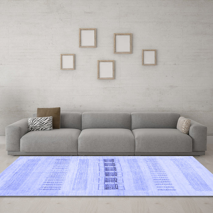 Machine Washable Solid Blue Modern Rug in a Living Room, wshcon1553blu