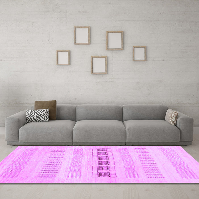 Machine Washable Solid Purple Modern Area Rugs in a Living Room, wshcon1553pur