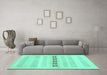 Machine Washable Solid Turquoise Modern Area Rugs in a Living Room,, wshcon1553turq